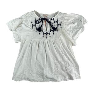 Knox Rose Shirt Womens XS White Boho Chic Flowy Tunic Short Sleeve Target NWT